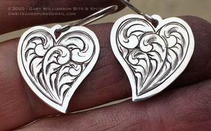 Gary Williamson "Silver Engraved Heart Earrings"